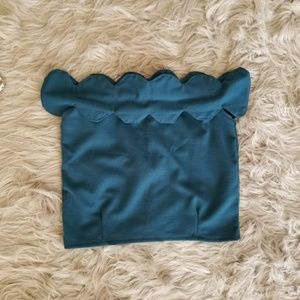Turquoise Off-shoulder Crop Top